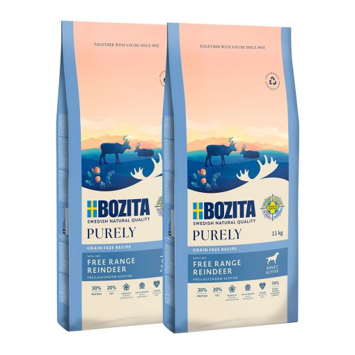 Bozita Purely Adult Active mit Rentier getreidefrei 2 x 11 kg Sparpaket