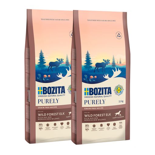 Bozita Purely Puppy & Junior mit Elch getreidefrei 2 x 11 kg Sparpaket