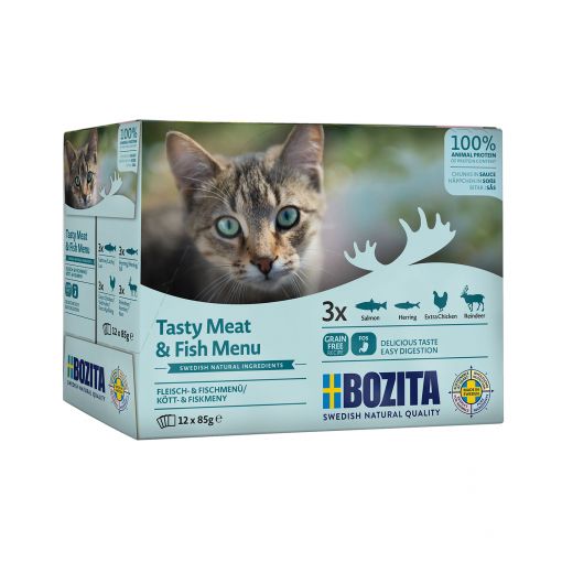 Bozita Fisch & Fleisch Häppchen in Sauce Multibox 12x85g